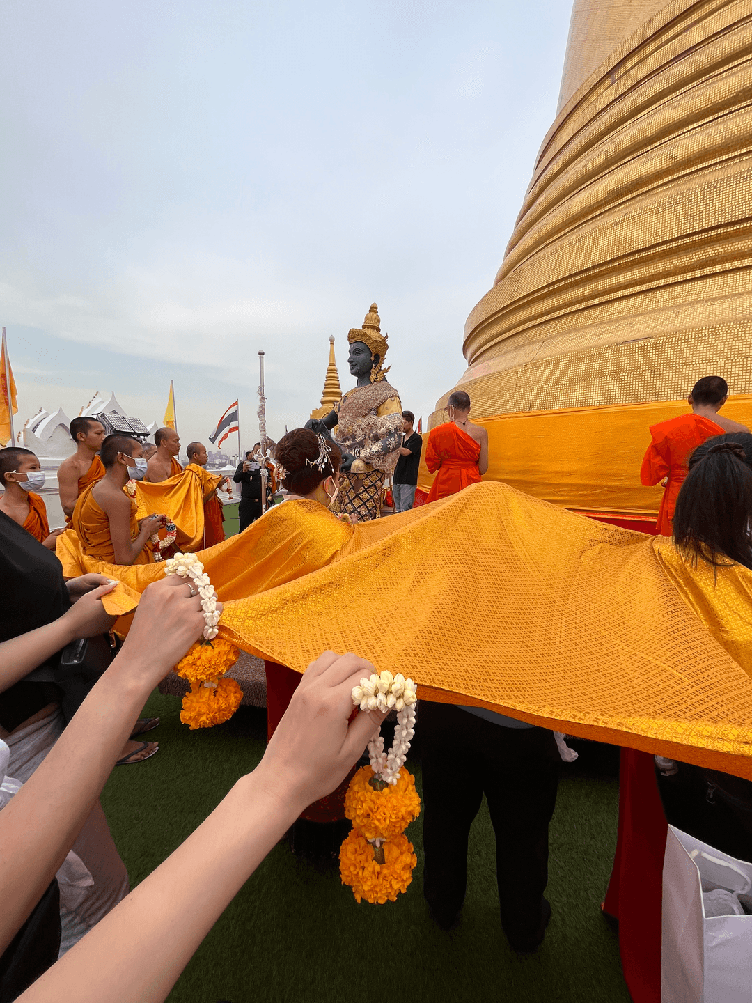 Buddhist ceremony ritual and flower bracelets for the Buddha